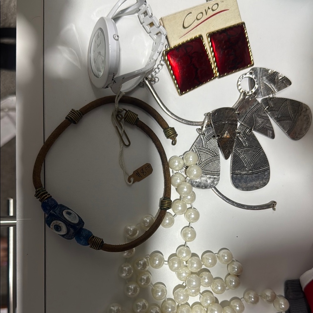 Coro Silver and Red Earrings